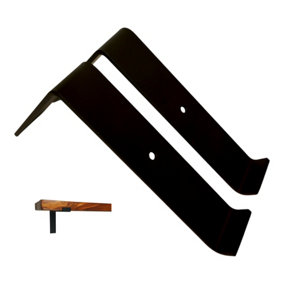 Scaffolding Shelf Brackets Pair Black Mat 7 inches 175mm Bend Up