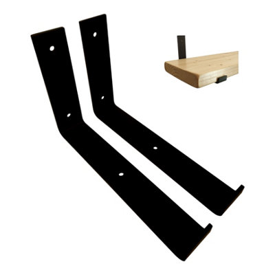 Scaffolding Shelf Brackets Pair Black Mat 9 inches 225mm Bend Down