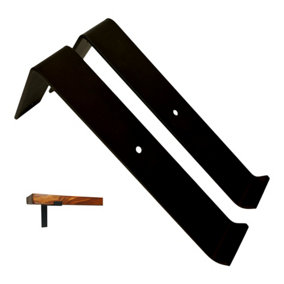 Scaffolding Shelf Brackets Pair Black Mat 9 inches 225mm Bend Up