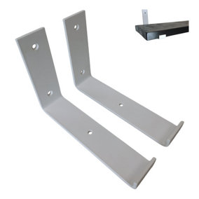 Scaffolding Shelf Brackets Pair White Mat 7 inches 175mm Bend Down