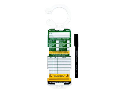 Scafftag Scaffold Inspection Tag Kit - 10 x Claw Tag Holders - 20 x Tagging Inserts - 2 x Pen