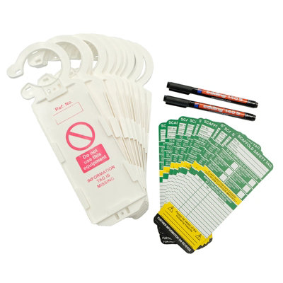 Scafftag Scaffold Inspection Tag Kit - 10 x Claw Tag Holders - 20 x Tagging Inserts - 2 x Pen