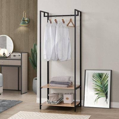 Scala Double Open Wardrobe with 2 Shelves Oak Storage Clothes Hanging ...