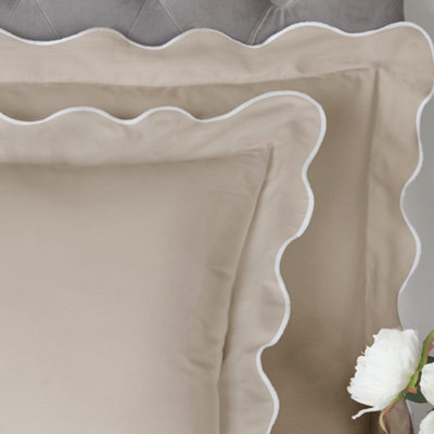 Scallop Edge 100% Cotton Natural Duvet Cover Set