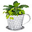 Scalloped Metal Tea Cup Indoor Outdoor Summer Garden Planter Pot