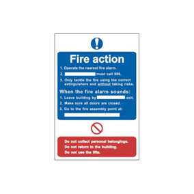 Scan 0165 Fire Action Procedure - PVC Sign 200 x 300mm SCA0165