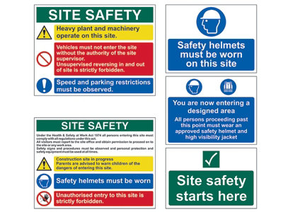 Scan 13974 PVC Construction Site Pack 5 Health & Safety Signs SCA13974