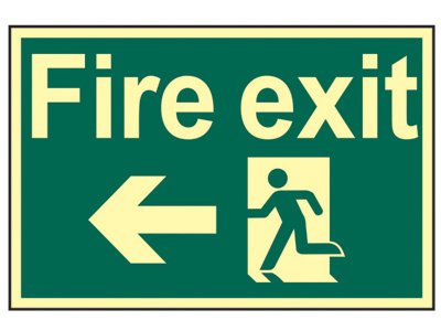 Scan 1583 Fire Exit Running Man Arrow Left - Photoluminescent 300 x ...