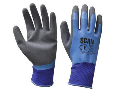 Scan 2 ARK64L-24 Waterproof Latex Gloves - Large Size 9 SCAGLOLATWP