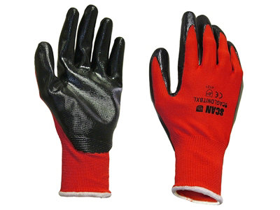 Scan 2ANK33L-24 Palm Dipped Black Nitrile Gloves - Large Size 9 SCAGLONITBL