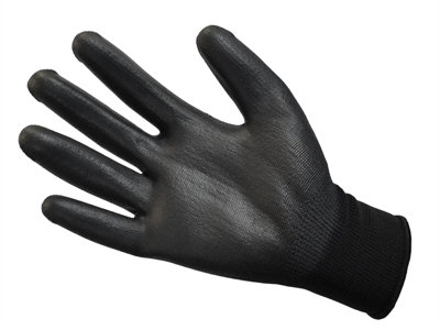 Scan 2AYH22L-24 Black PU Coated Gloves - L Size 9 240 Pairs SCAGLOPU240