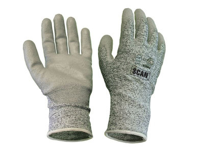 Scan 2AYH33J-24 Grey PU Coated Cut 5 Gloves - XL Size 10 SCAGLOCUT5XL