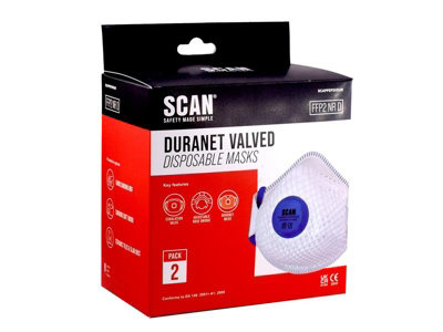Scan 2ECT35 Moulded Duranet Disposable Mask FFP2 Pack Of 2 SCAPPEP2VDUR