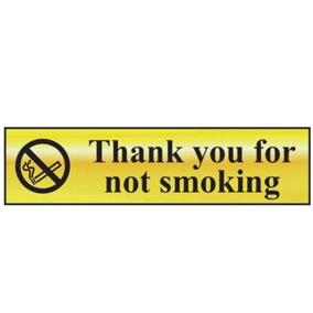 Scan 6001 Thank You For Not Smoking - Polished Brass Effect 200 x 50mm SCA6001