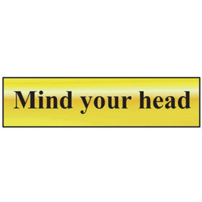 Scan 6030 Mind Your Head - Polished Brass Effect 200 x 50mm SCA6030
