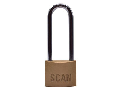 Scan BC0440L Brass Padlock 40mm Long Shackle SCAPLB40LS