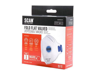 Scan FFP2 Fold Flat Disposable Mask Valved FP2 Protection (Pack 3 ...
