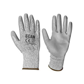 Scan - Grey PU Coated Cut 3 Gloves - XL (Size 10)