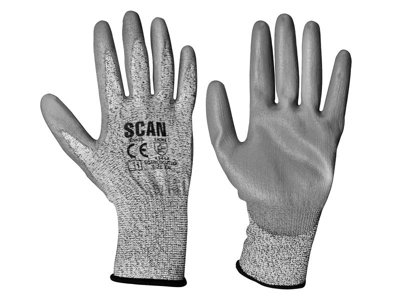Scan - Grey PU Coated Cut 3 Gloves - XXL (Size 11)