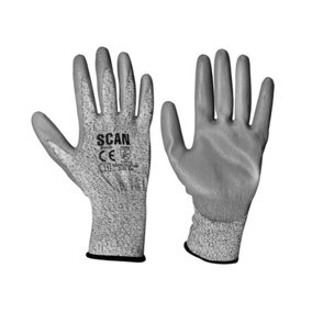 Scan H3101-3 Grey PU Coated Cut 3 Gloves - XXL Size 11 SCAGLOCUT3XX
