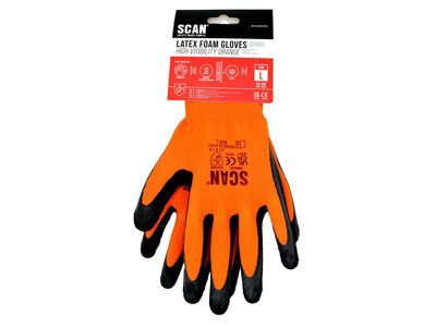Scan Hi-Vis Orange Foam Latex Coated Gloves - XXL Size 11 SCAGLOLATOXX