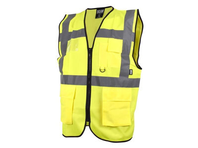 Scan Hi-Vis Yellow Utility Waistcoat for Enhanced Safety - Size M