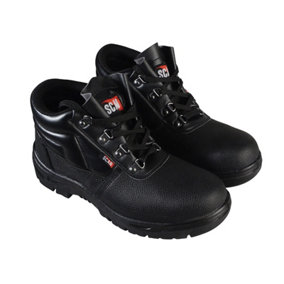 Scan JC-B917 4 D-Ring Chukka Safety Boots Black UK 10 EUR 44 SCAFWCHUK10