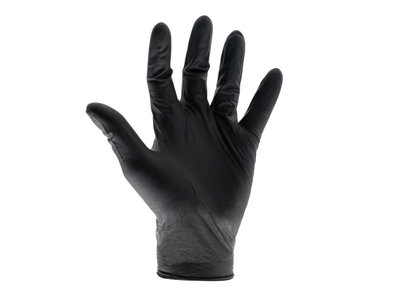 Scan KG-1101 Black Heavy-Duty Nitrile Disposable Gloves Medium Box of 100