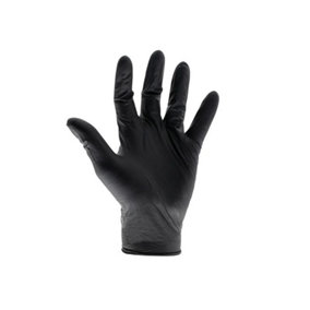 Scan KG-1101 Black Heavy-Duty Nitrile Disposable Gloves Medium Box of 100