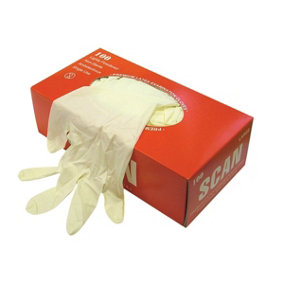 Scan Latex Gloves Box 100 Large Disposable Gloves SCAGLOLATEXL