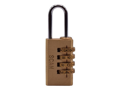 Scan NL1124 Brass Combination Padlock 20mm SCAPLB20COM