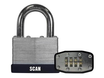 Scan QC0450 Laminated Steel Combination Padlock 50mm SCAPLLAM50C