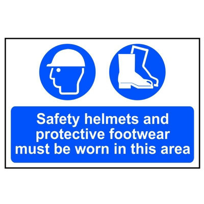 Scan Safety Helmets & Footwear To Be Worn - Pvc Sign 600 X 400mm Multi ...