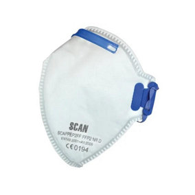 SCAN SCAPPEP2FF Fold Flat Disposable Mask FFP2 Protection Pack of 3 EN149:2001