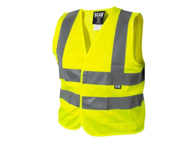 Scan SFCV01 Hi-Vis Vest Waistcoat Yellow - Child 10-13 SCAHVWC13