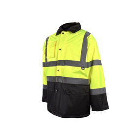 Scan SFJK81 Hi-Vis Yellow/Black Motorway Jacket Coat - L (44in) SCAHVMJLYB