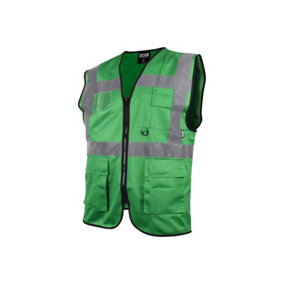 Scan SFV09 - G Hi-Vis Utility Vest Green Waistcoat - M (41in) SCAHVUWMG