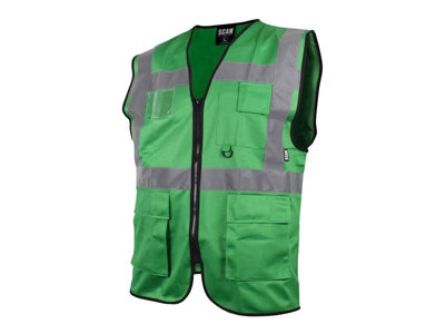 Scan SFV09-G Hi-Vis Utility Vest Green Waistcoat - XL (46in) SCAHVUWXLG
