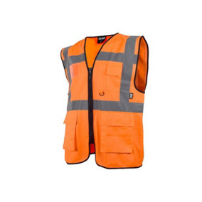 Scan SFV09-O Hi-Vis Utility Vest Waistcoat Orange - XL (48in) SCAHVUWXLO