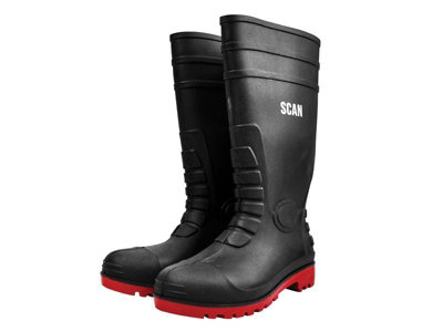 Scan W-6038 Black Safety Wellingtons Welly UK 11 EUR 45 SCAFWWELL11