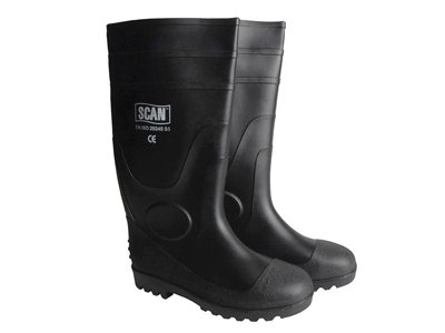 Scan W-6038 Black Safety Wellingtons Welly UK 11 EUR 45 SCAFWWELL11