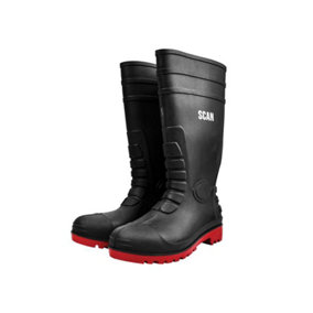 Scan W-6038 Black Safety Wellingtons Welly UK 11 EUR 45 SCAFWWELL11