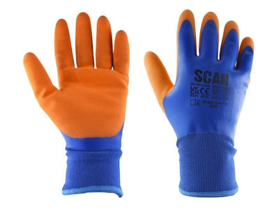 Scan W2101 Thermal Waterproof Latex Coated Gloves - L (Size 9) SCAGLOWPTHL