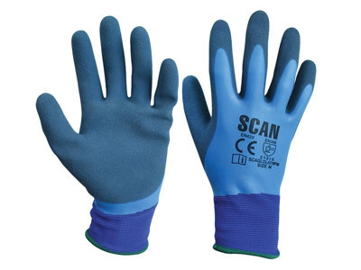 Scan Waterproof Latex Gloves - Medium Size 8 SCAGLOLATWPM