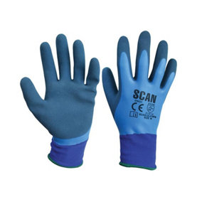 Scan Waterproof Latex Gloves - Medium Size 8 SCAGLOLATWPM