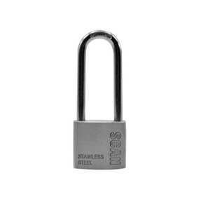 Scan ZB111-38L Stainless Steel Padlock 38mm Long Shackle SCAPLSS38LS