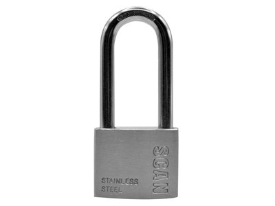 Scan ZB111-50L Stainless Steel Padlock 50mm Long Shackle SCAPLSS50LS