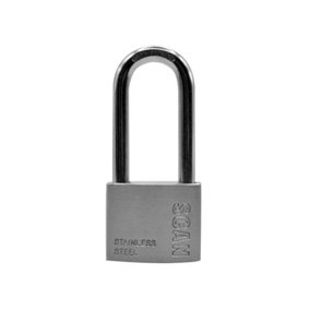 Scan ZB111-50L Stainless Steel Padlock 50mm Long Shackle SCAPLSS50LS