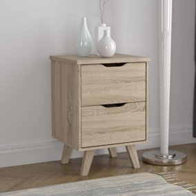 Scandi 2 Drawer Light Oak Bedside