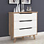 Scandi 3 Drawer Wide Chest in White and Light Oak